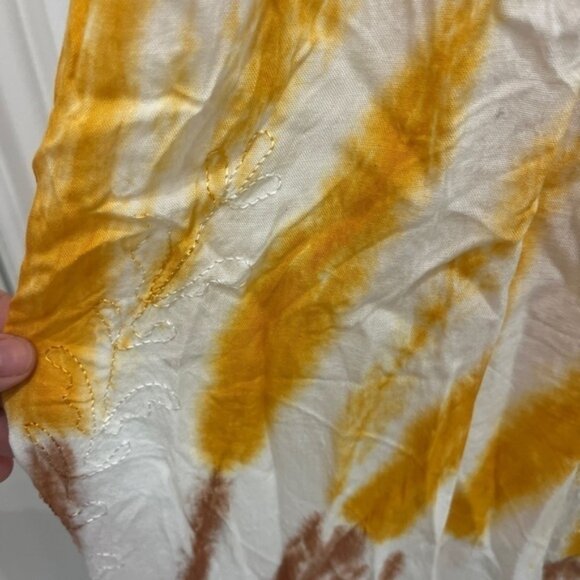 BOHO cotton dress with belted yellow and brown - Picture 12 of 13